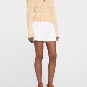Ulla Johnson Leland Pointelle Sweater Knit Top Honey Peach Cotton Blend M $495